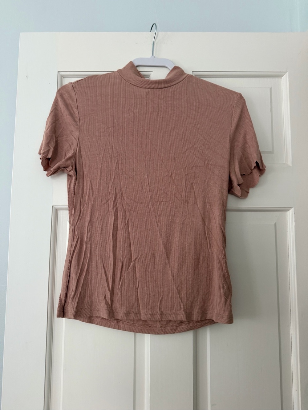 Women's Dusty Rose Short Sleeve Mock Neck Top